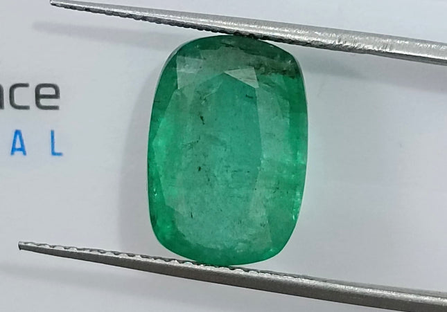 4.87ct Natural Zambian Emerald, Cushion Cut Minor Oiled Natural Gemstone.