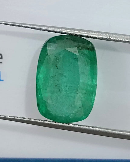 4.87ct Natural Zambian Emerald, Cushion Cut Minor Oiled Natural Gemstone.