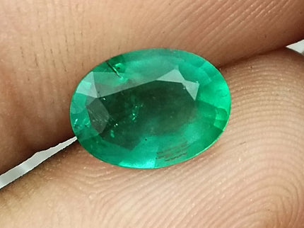 Natural Zambian Emerald 1.98ct Certified Medium Deep Green Oval Cut Loose Gemstone