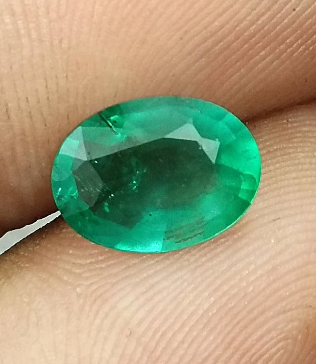 Natural Zambian Emerald 1.98ct Certified Medium Deep Green Oval Cut Loose Gemstone