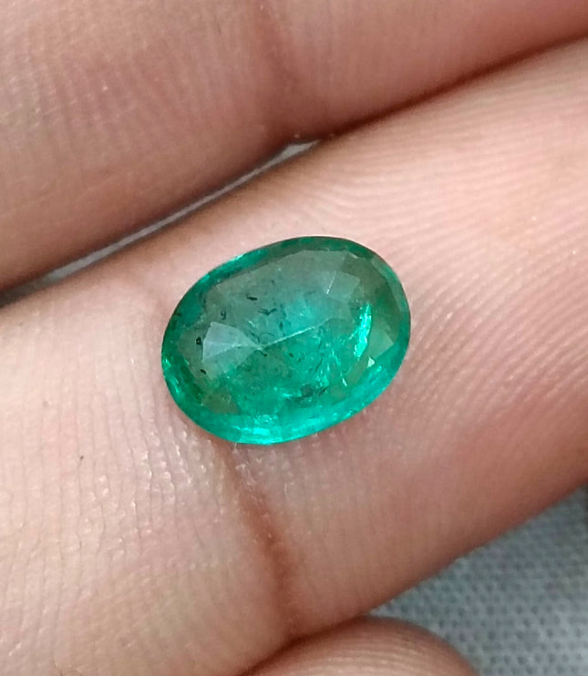 1.62ct Zambian Emerald, Certified Medium Green Natural Oval Cut Loose Gemstones
