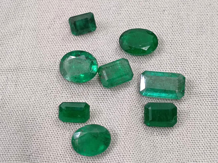 11.01ct Natural Emerald Parcel Zambia Mixed Cut Medium Deep Green Gemstones