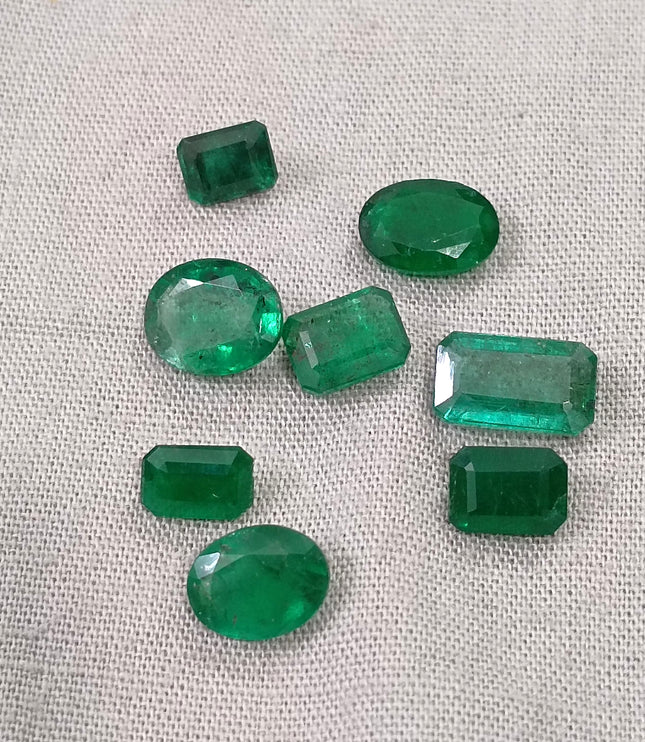 11.01ct Natural Emerald Parcel Zambia Mixed Cut Medium Deep Green Gemstones