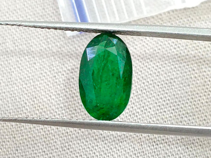 2.46ct Natural Emerald Top Vivid Deep Green Zambian Oval Cut GSI Certified Gemstone