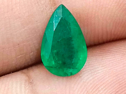 1.77ct Natural Emerald Pure Medium Deep Velvet Green Zambian Pear Cut Loose Gemstone
