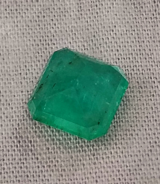 Zambian Emerald 3.53ct Bright Shamrock Green Natural Certified Octagon Cut Loose Stone