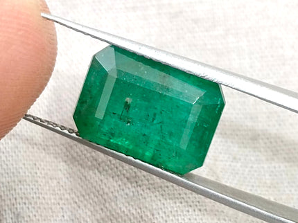 Zambian Emerald 7.75ct Certified Natural Dark Green Octagon Cut Loose Gemstone