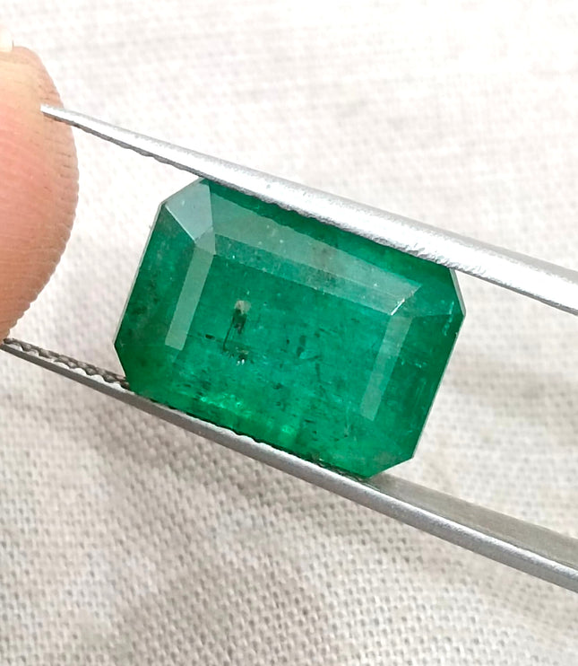 Zambian Emerald 7.75ct Certified Natural Dark Green Octagon Cut Loose Gemstone