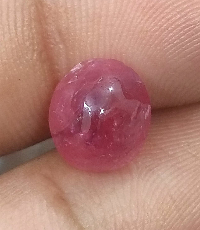 4.32ct Cabochon Cut Certified Natural Red African Ruby Unheated Gemstone