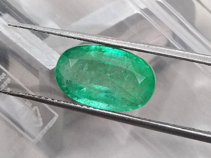 3.47ct Panjshir Emerald Natural GSI Certified Intense Green Oval Cut Loose Gemstone
