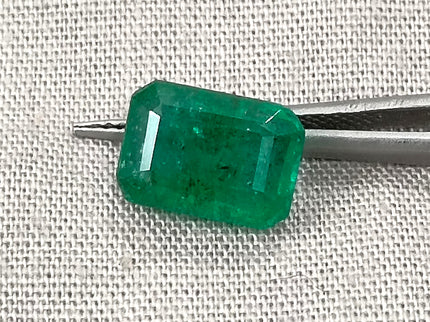 Zambian Emerald 3.20ct Certified Natural Deep Green Octagon Cut Loose Gemstone
