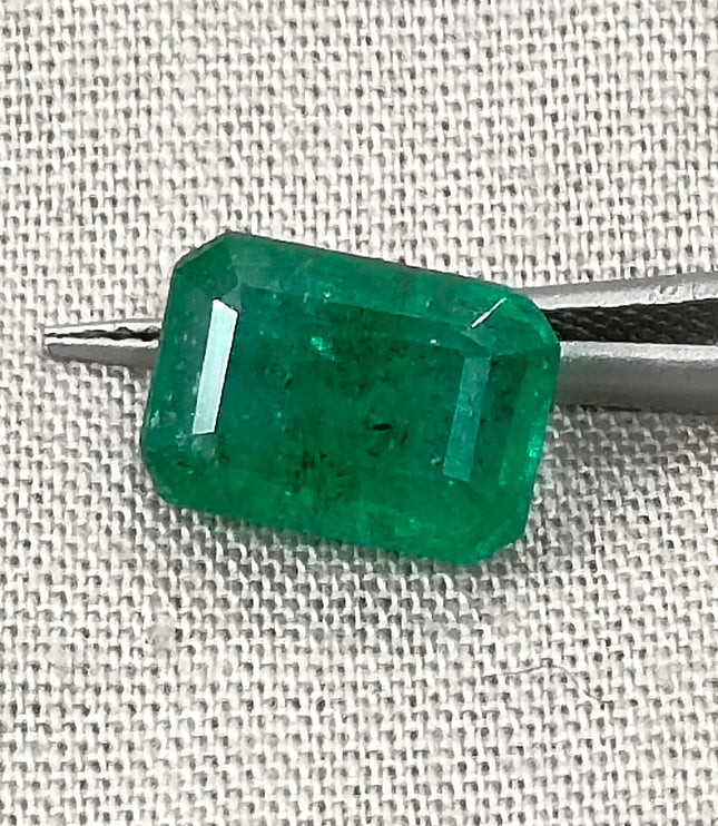 Zambian Emerald 3.20ct Certified Natural Deep Green Octagon Cut Loose Gemstone