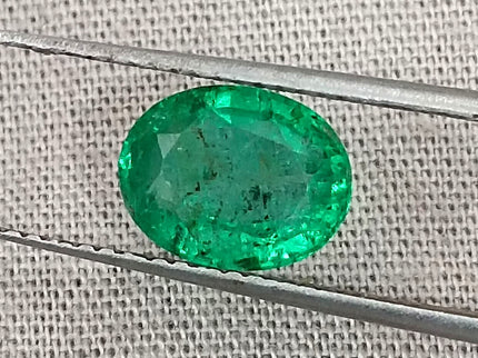 Zambian Emerald 1.82ct Vivid Medium Deep Green Oval Cut Loose Gemstone