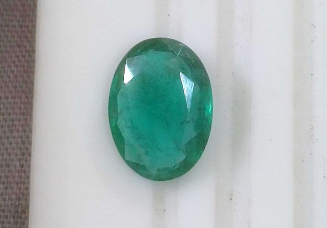 2.41ct GSI Certified Deep Green Zambian Emerald Minor Oiled Loose Gemstone