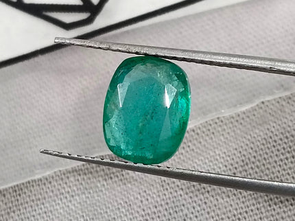 2.41ct Zambian Emerald GSI Certified Medium Green Cushion Cut Loose Gemstone