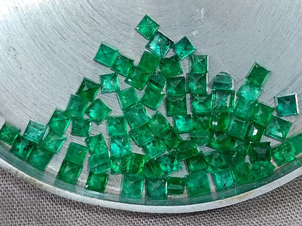 9.56ct Natural Panjshir Emerald Parcel Vivid Deep Green Princess Cut mm size Loose Gemstones