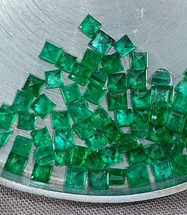 9.56ct Natural Panjshir Emerald Parcel Vivid Deep Green Princess Cut mm size Loose Gemstones