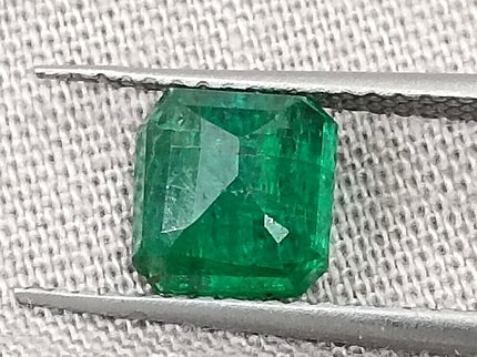 Natural Zambian Emerald 1.25ct Certified Deep Vivid Green Octagon Cut Loose Gemstone