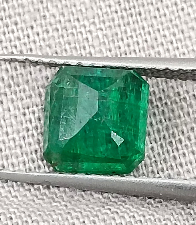 Natural Zambian Emerald 1.25ct Certified Deep Vivid Green Octagon Cut Loose Gemstone