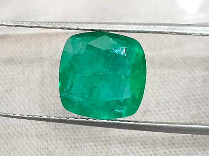 2.79ct Emerald Natural Spring Green GSI Certified Cushion Cut Loose Gemstone