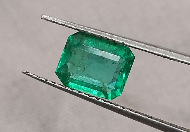 GSI Certified 1.31ct Parrot Green Natural Zambian Emerald Minor Oiled Loose Gemstone
