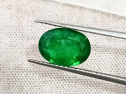 Emerald Natural 1.41ct Certified Deep Vivid Green Oval Cut Loose Gemstone