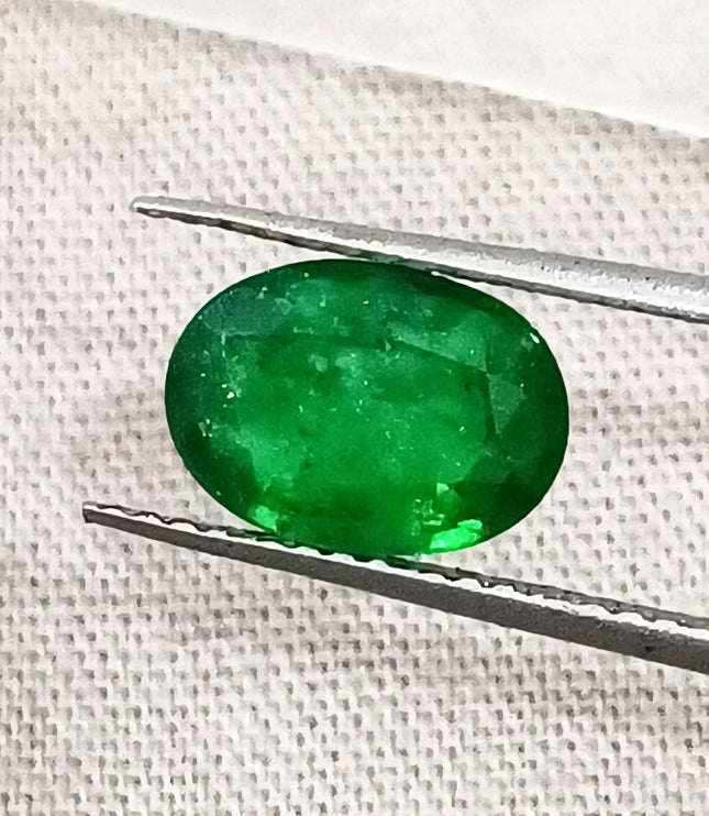 Emerald Natural 1.41ct Certified Deep Vivid Green Oval Cut Loose Gemstone