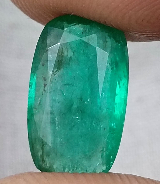 Natural Zambian Emerald 3.99ct Deep Green Cushion Cut Loose Gemstone