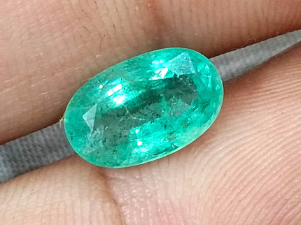 GSI Certified 3.11ct Pastel Green Emerald, 100% Natural Gemstone