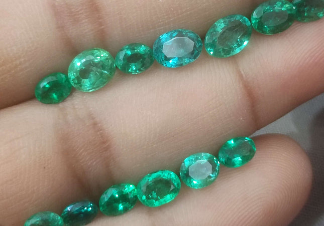 8.40ct Medium Light to Vivid Green Zambian Emerald Parcel Minor Oiled Loose Gemstones