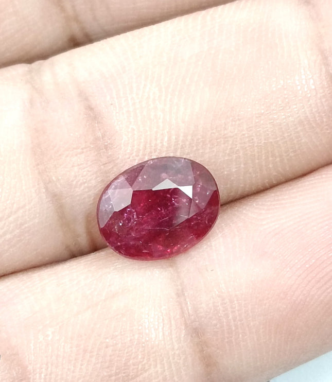 3.23ct Unheated Ruby Natural SGL Certified Deep Ruby Red Oval Gemstone