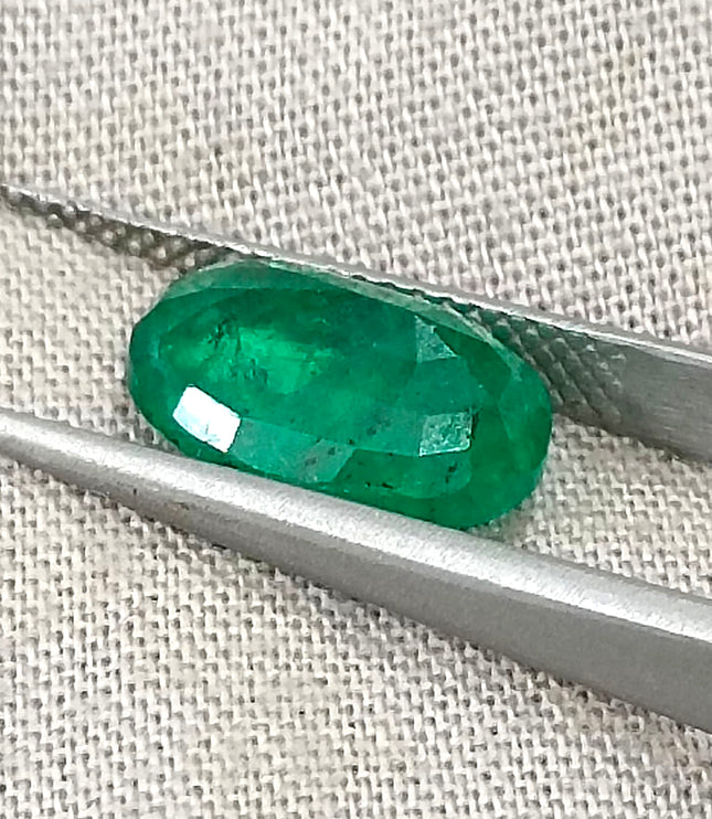 3.02ct Zambian Emerald, Alpine Green Oval Cut Certified Natural Loose Gemstone