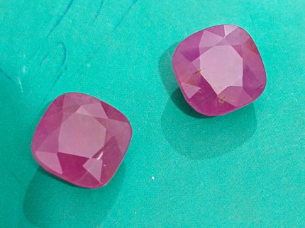 15.02ct Matched African Ruby Pair Natural Unheated Purplis Red Cushion Cut Loose Gemstone