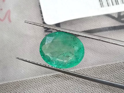 3.29ct Certified Natural Emerald Stone Zambian Medium Light Green Oval Cut Loose Gemstone