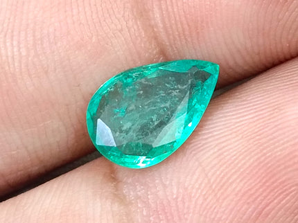 2.44ct Zambian Emerald Natural Medium Green Pear Cut SGL Certified Gemstone