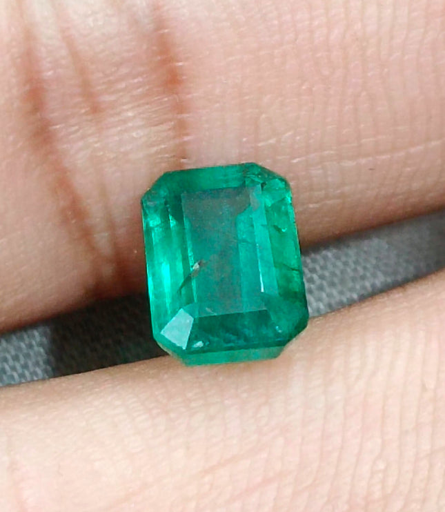 2.08ct Zambian Emerald, Natural Certified Deep Green Octagon Cut Gemstone