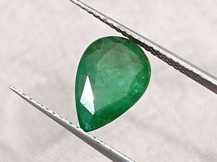Zambian Emerald 2.31ct Certified Natural Deep Green Pear Cut Stone