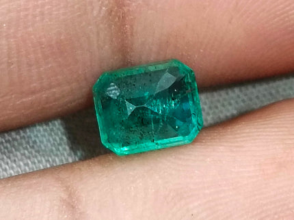 Zambian Emerald 1.80ct Certified Natural Medium Deep Green Octagon Cut Gemstone