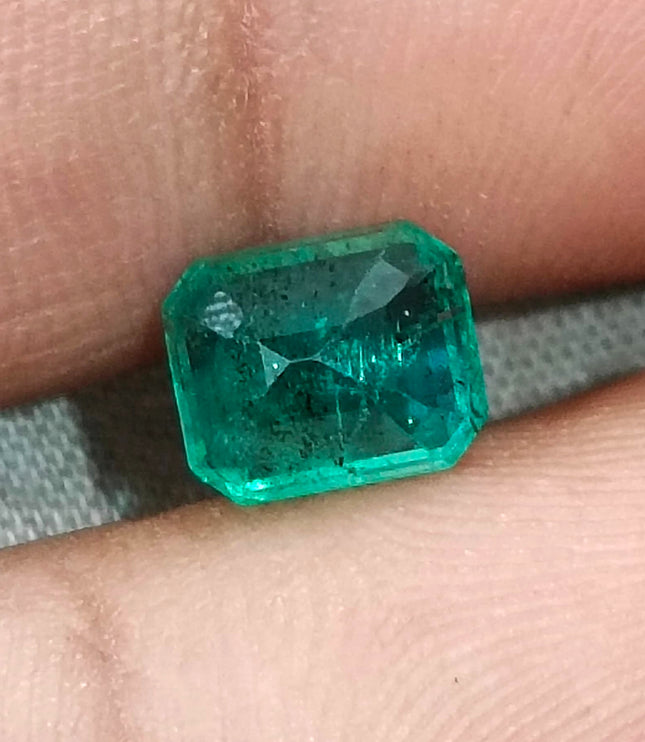 Zambian Emerald 1.80ct Certified Natural Medium Deep Green Octagon Cut Gemstone
