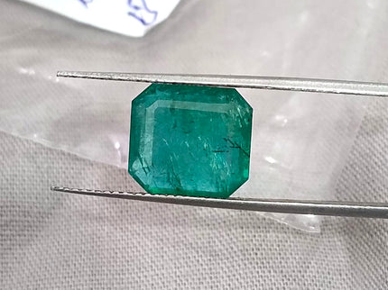 6.18ct Natural Emerald AGRL Certified Medium Deep Velvet Green Octagon Cut Gemstone