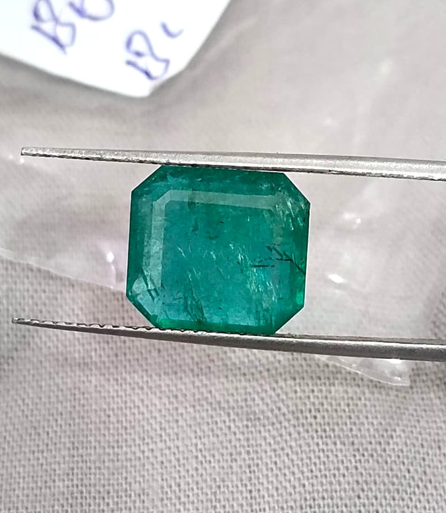 6.18ct Natural Emerald AGRL Certified Medium Deep Velvet Green Octagon Cut Gemstone
