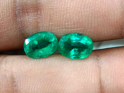 Emerald Pair 3.56ct Matching Vivid Green Natural Gemstones