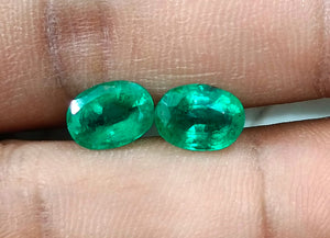 Emerald Pair 3.56ct Matching Vivid Green Natural Gemstones
