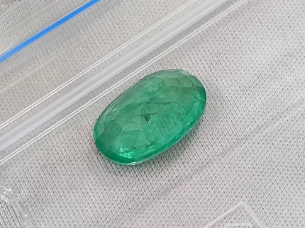 3.47ct Panjshir Emerald Natural GSI Certified Intense Green Oval Cut Loose Gemstone