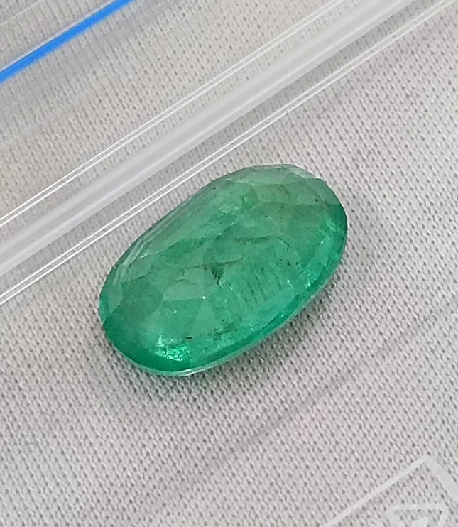 3.47ct Panjshir Emerald Natural GSI Certified Intense Green Oval Cut Loose Gemstone