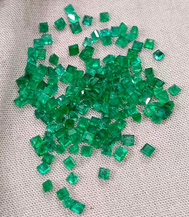 13.65ct Natural Panjshir Emerald Lot Calibrated Deep Vivid Green Princess Cut Gemstone