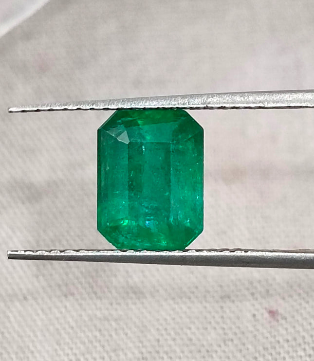 Vivid Deep Green 1.96ct Natural Zambian Emerald Certified Octagon Cut Gemstone