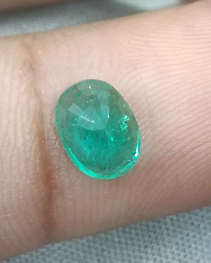 GSI USA Certified 1.31ct Medium Light Shamrock Green Zambian Emerald Minor Oiled Loose Gemstone