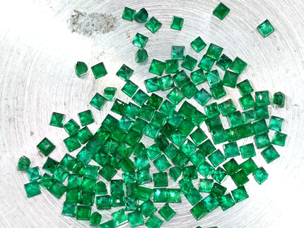 Natural Emerald Lot Calibrated 6.55ct Princess Cut Medium Deep Vivid Green Stones