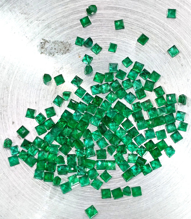 Natural Emerald Lot Calibrated 6.55ct Princess Cut Medium Deep Vivid Green Stones